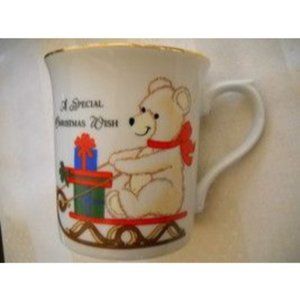 A Special Christmas Wish Teddy Bear Sleigh Papel Fine China Cup